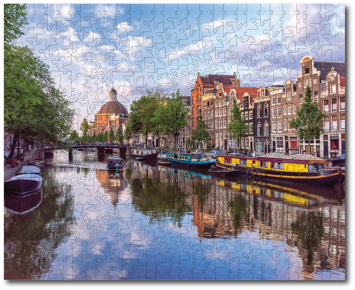 Starz Puzzles: Noriko Buckles "Sky Reflection on the Canal with Boats, Amsterdam"